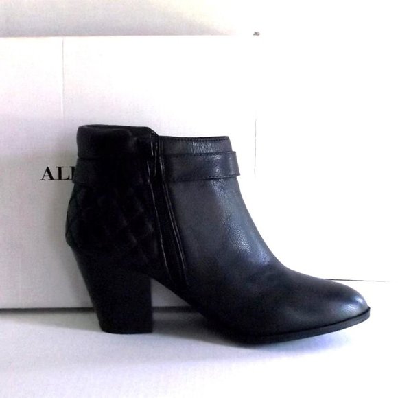 Alfani Black Quilted Leather Ankle Boots Booties Sz 9 1/2 - Picture 3 of 8